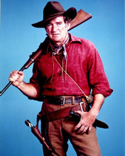 Rod Taylor publicity pose with rifle & knife 1976 The Oregon Trail 8x10 photo