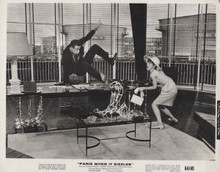 Paris When it Sizzles 1964 original 8x10 photo Holden leaps over desk at Hepburn