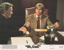 Oh God 1977 8x10 inch lobby card John Denver Barry Sullivan sit at desk