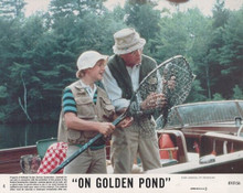 On Golden Pond 1981 8x10 inch lobby card Henry Fonda Doug McKeon fishing on boat