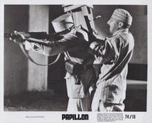 Papillon 1974 original 8x10 photo Dustin Hoffman attacks guard