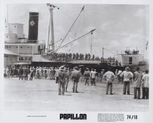 Papillon 1974 original 8x10 photo Steve McQueen arrives on ship in dock