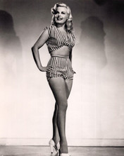 Cleo Moore blonde bombshell 1950's pin-up in two piece swimsuit 8x10 photo