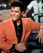 Elvis Presley classic in black shirt & orange jacket 1968 Speedway 8x10 photo