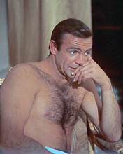 Sean Connery beefcake bare chested pose seated in chair as Bond 8x10 inch photo