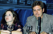 Harrison Ford Carrie Fisher 1980 Empire Strikes Back press conference 8x10 photo