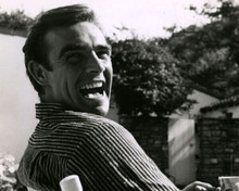 Sean Connery 1960's on movie set having cup of tea laughing 8x10 inch photo