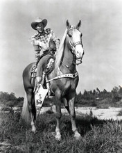 Roy Rogers 1940's era portrait sitting on horse Trigger 8x10 inch photo