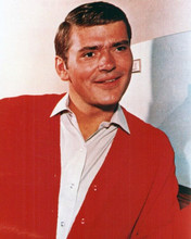 Pete Duel 1960's smiling portrait in red cardigan 8x10 inch photo