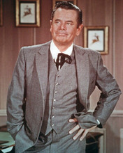 Glenn Ford amiable pose in three piece suit & western tie 8x10 inch photo