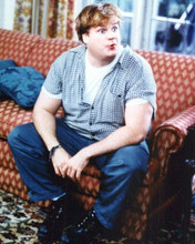 Chris Farley Saturday Night Live star sits on sofa 8x10 inch photo