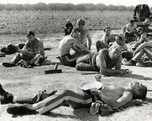 Cool Hand Luke Paul Newman George Kennedy & chain gang lie in sun 8x10 photo