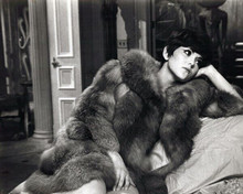 Brenda Vaccaro in fur coat sits on sofa 1969 Midnight Cowboy 8x10 inch photo
