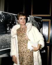 Angela Lansbury candid smiling for press 1960's in fur coat 8x10 inch real photo