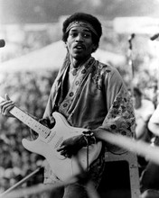 Jimi Hendrix on stage playing guitar at outdoor venue 8x10 inch real photo
