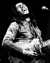Bob Marley classic pose singing playing his guitar 8x10 inch real photo