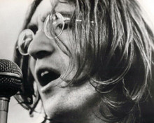 John Lennon classic 1960's in his round glasses singing Beatles 8x10 inch photo