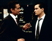 Wall Street Michael Douglas Charlie Sheen Gekko & Bud 8x10 inch photo