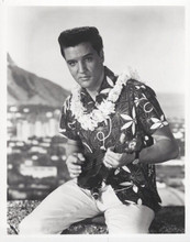 Elvis Presley Blue Hawaii holding ukulele Diamond Head behind vintage 8x10 photo