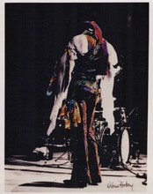 Jimi Hendrix with back turned on stage by drum kit vintage 8x10 inch photo