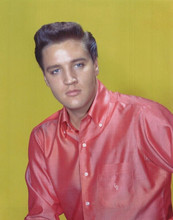 Elvis Presley handsome portrait in red silk monogrammed shirt vintage 8x10 photo