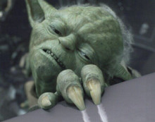 Star Wars Revenge of the Sith 2005 vintage 8x10 inch photo Yoda grips on