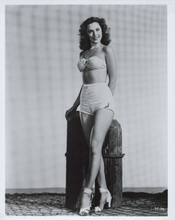 Linda Sterling wears 1940's Jantzen swim shorts & bikini top vintage 8x10 photo