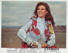 Fathom 1967 Raquel Welch in her skydiver outfit & parachute 8x10 inch photo