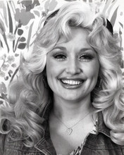 Dolly Parton gives big smile in denim jacket & scarf 1970's 8x10 inch photo