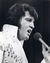 Elvis Presley iconic in his white sequined jumpsuit on stage 1970's 8x10 photo