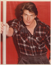 Christopher Reeve 1980's era vintage 8x10 inch photo wears checkered shirt