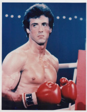 Sylvester Stallone classic pose as Rocky in boxing ring vintage 8x10 inch photo