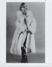 Marilyn Chambers poses in fur coat and boots vintage 8x10 inch photo