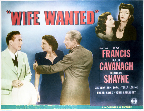 This is an image of Vintage Reproduction Lobby Card of Wife Wanted 296373