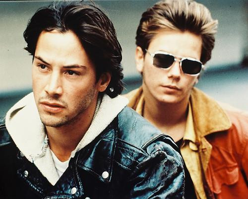 This is an image of 27760 River Phoenix & Keanu Reeves Photograph & Poster