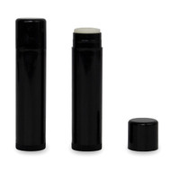 Filled and Unlabeled Black Stick Lip Balm Tubes