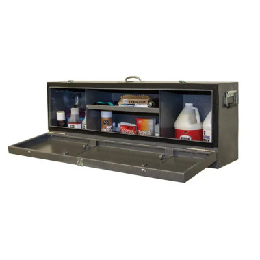 • 20 gauge galvanized steel with reinforced sides. • Pig whip holders. • Tray for small equipment. • Features a large handle on each end and one on top. • Chain and hook assembly allows you to hang it almost anywhere. • Great for one day jackpot shows. (16-1/4" x 11-3/4" x 46")
(Packaging charge of $20.00.)