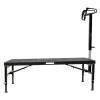The adjustable neck extension adjusts the head piece from 26" to 42" above the deck.
