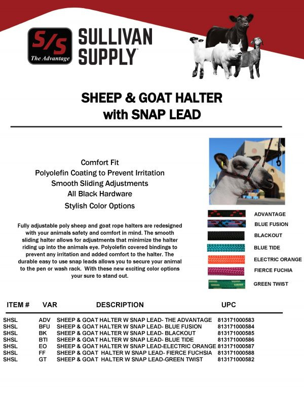 Extra Small - Sheep, Goat, Small Calf Endless Adjustable Halter & Lead USA  250-700bs
