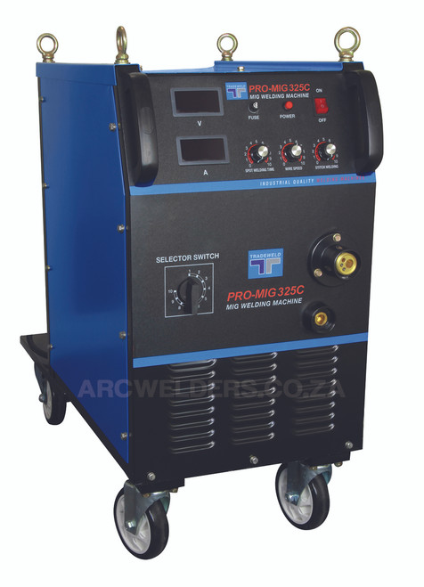 The Tradeweld MIG 325C is manufactured to the highest standards using Step controlled Transformer Technology. Features internal 4 wheel wire feed system, with stepless wire feed system. Ideal for  fabrication work .