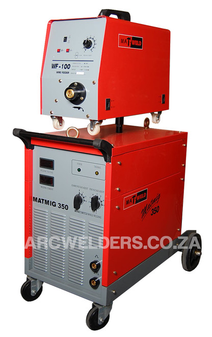 The Matweld 350 MIG is a fully Industrial Silicone rectifier type welder. Suitable for Heavy Duty applications, with a 60-360amp range with 30 setting Step Controlled Transformer Technology.
