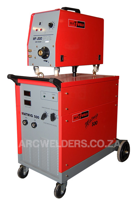 The Matweld 500 MIG is a fully Industrial Silicone rectifier type welder.
Suitable for Heavy Duty applications, with a 110-540amp range with 30 setting Step Controlled Transformer Technology.