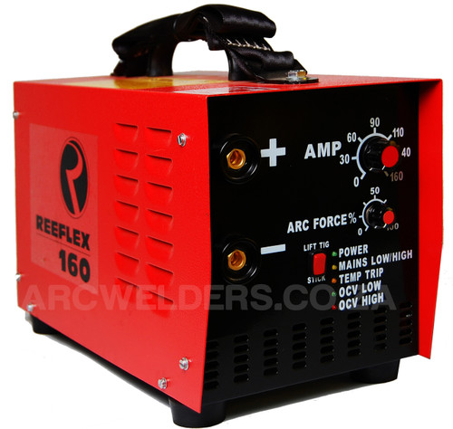 The Reeflex 160amp features 100% duty cycle at 160amps, the unit is built with the same high quality components and Siemens IGBT's as their top of the range machines. Features arc force adjustment and Lift TIG.