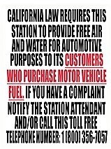California Free Air Law Sticker - QTY 4 decals