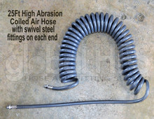 High Abrasion 25ft Spiral Hose V2 Grey with Steel Swivel Fittings (Qty 5)
