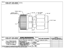 100-07-20-000:  7mm PRECISION CONNECTOR TO N MALE (BETWEEN-SERIES ADAPTER)