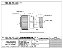 100-07-21-000:  7mm PRECISION CONNECTOR TO N FEMALE (BETWEEN-SERIES ADAPTER)