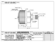 100-07-33-000:  7mm PRECISION CONNECTOR TO 2.4mm FEMALE (BETWEEN-SERIES ADAPTER)