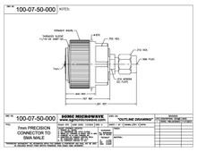 100-07-50-000:  7mm PRECISION CONNECTOR TO SMA MALE (BETWEEN-SERIES ADAPTER)