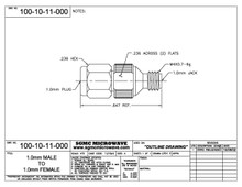 100-10-11-000:  1.0mm MALE TO 1.0mm FEMALE, ADAPTER (BETWEEN-SERIES ADAPTER)